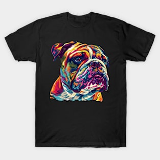 Bulldog Colorfull Pop Art Design For Dog Onwer T-Shirt